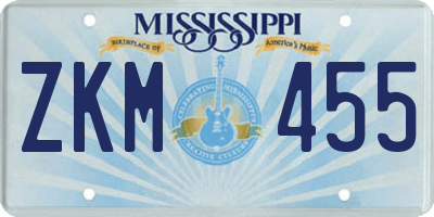 MS license plate ZKM455