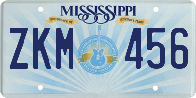 MS license plate ZKM456