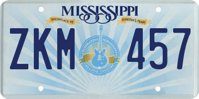 MS license plate ZKM457