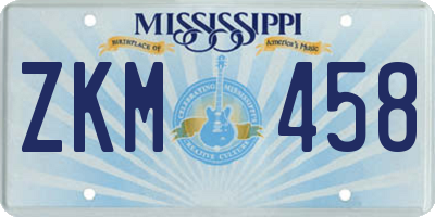 MS license plate ZKM458