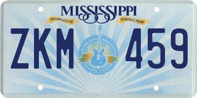 MS license plate ZKM459