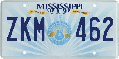 MS license plate ZKM462