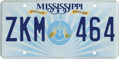 MS license plate ZKM464