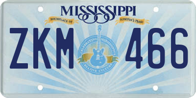 MS license plate ZKM466
