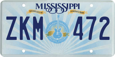 MS license plate ZKM472
