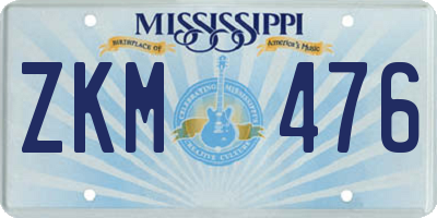 MS license plate ZKM476