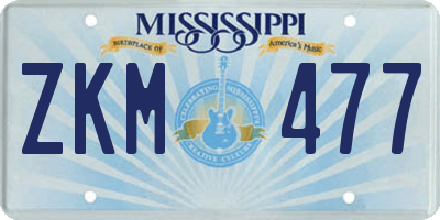 MS license plate ZKM477