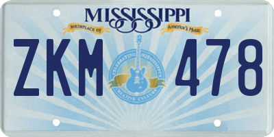 MS license plate ZKM478