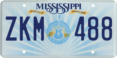 MS license plate ZKM488