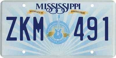 MS license plate ZKM491