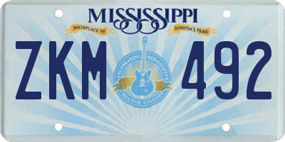 MS license plate ZKM492