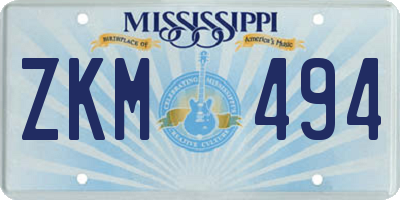MS license plate ZKM494