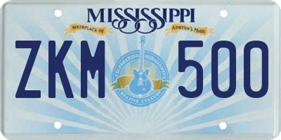 MS license plate ZKM500