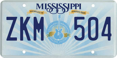 MS license plate ZKM504