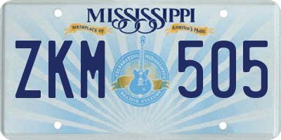 MS license plate ZKM505
