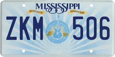 MS license plate ZKM506