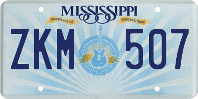 MS license plate ZKM507