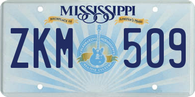 MS license plate ZKM509