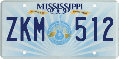 MS license plate ZKM512