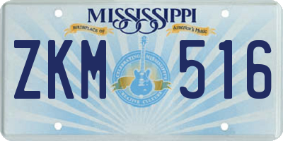 MS license plate ZKM516