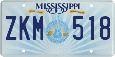 MS license plate ZKM518