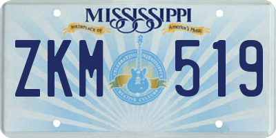 MS license plate ZKM519