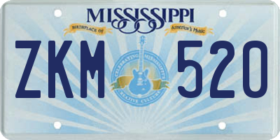 MS license plate ZKM520