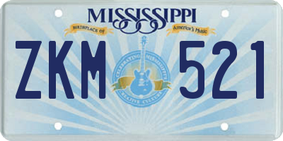 MS license plate ZKM521