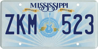 MS license plate ZKM523