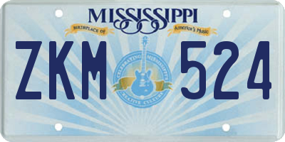 MS license plate ZKM524