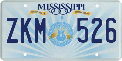 MS license plate ZKM526