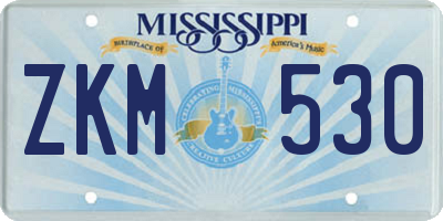 MS license plate ZKM530
