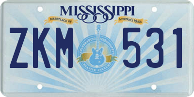 MS license plate ZKM531