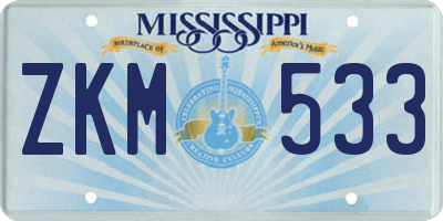 MS license plate ZKM533