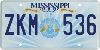 MS license plate ZKM536