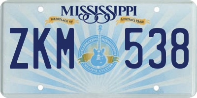 MS license plate ZKM538