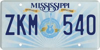 MS license plate ZKM540