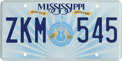 MS license plate ZKM545