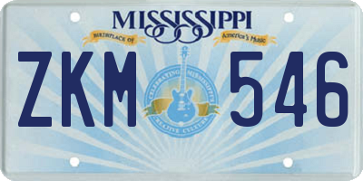 MS license plate ZKM546