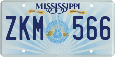 MS license plate ZKM566