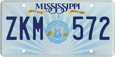 MS license plate ZKM572