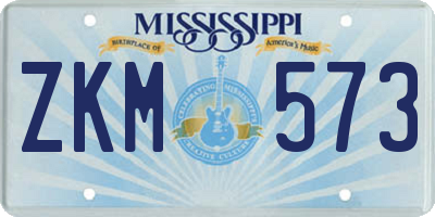 MS license plate ZKM573