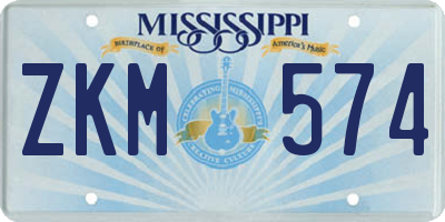 MS license plate ZKM574