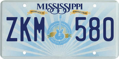 MS license plate ZKM580