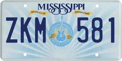 MS license plate ZKM581