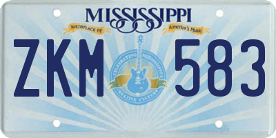MS license plate ZKM583