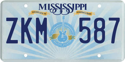 MS license plate ZKM587