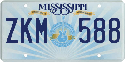 MS license plate ZKM588