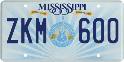 MS license plate ZKM600