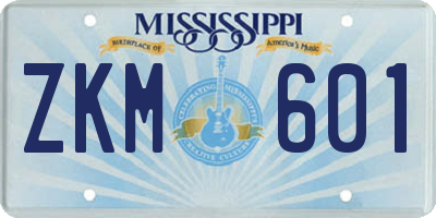 MS license plate ZKM601